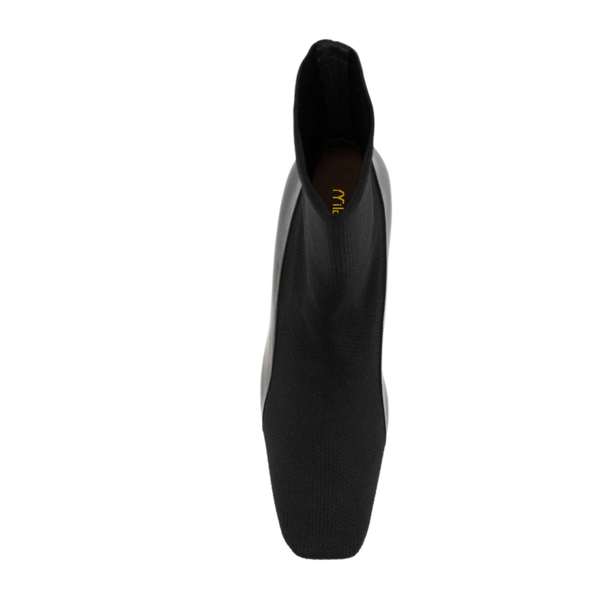 Elegant Square Toe Flared High Heel Pull On Black Booties for Women