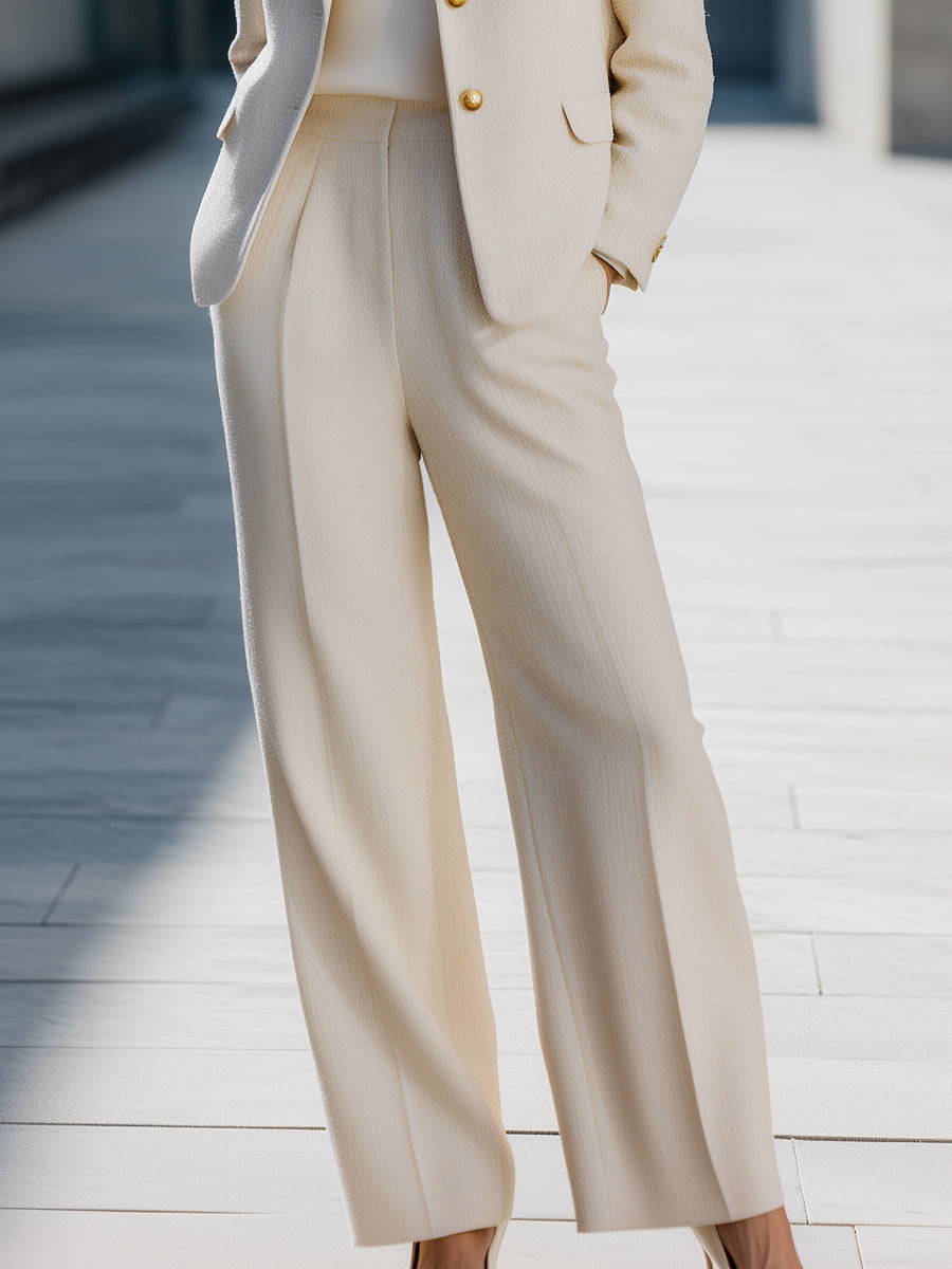 Elegant Tailored Blazer And Wide-Leg Pants Set