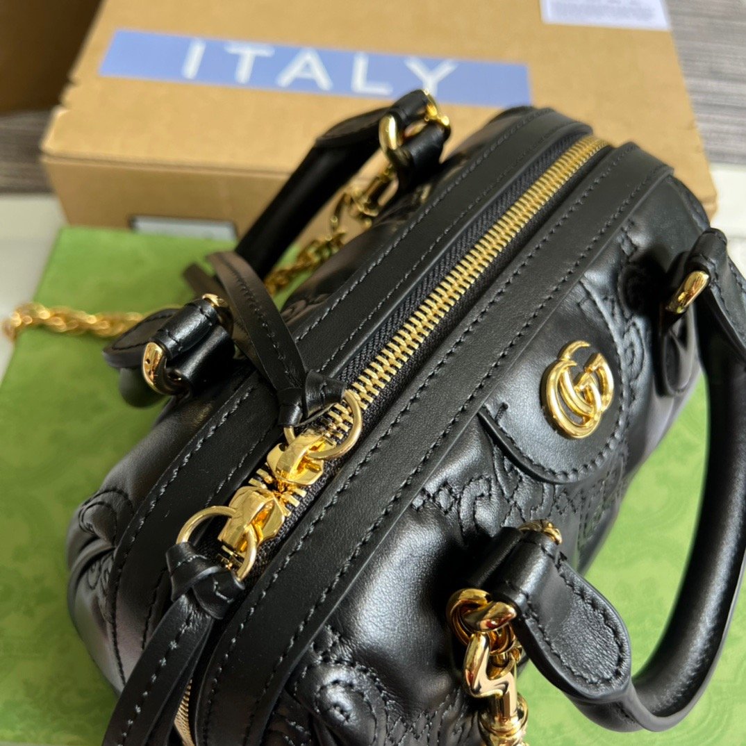 gg Matelasse Top Handle Bag Black For Women, Women’s Bags 7.5in/19cm gg 702251 UM8HG 1046