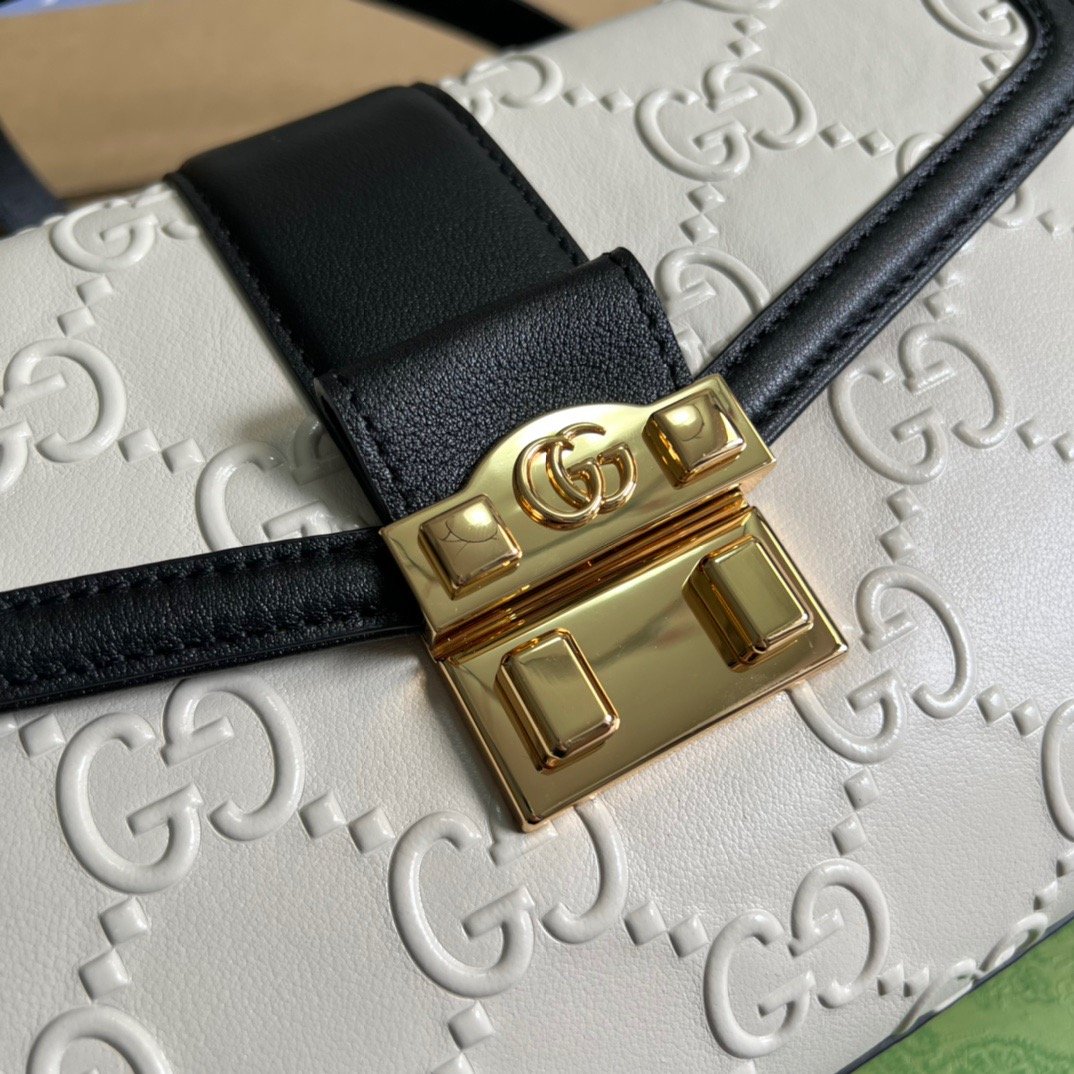 gg Small gg Top Handle Bag White For Women, Women’s Bags 17.7in/19cm gg 675791 UD9AX 9099