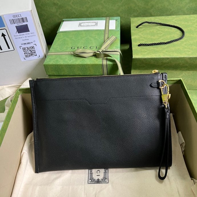 gg Clutch With gg Logo Black For Men 12in/31cm gg