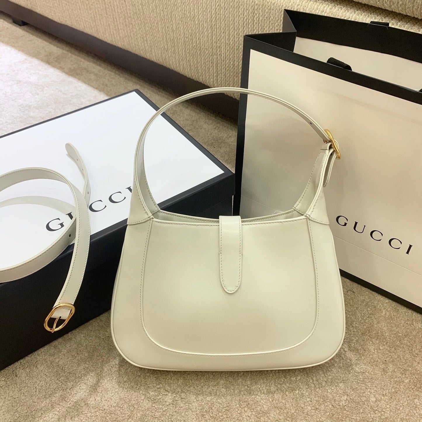 gg Jackie 1961 Small Shoulder Bag White For Women 10.8in/27.5cm gg 636709 10O0G 9022