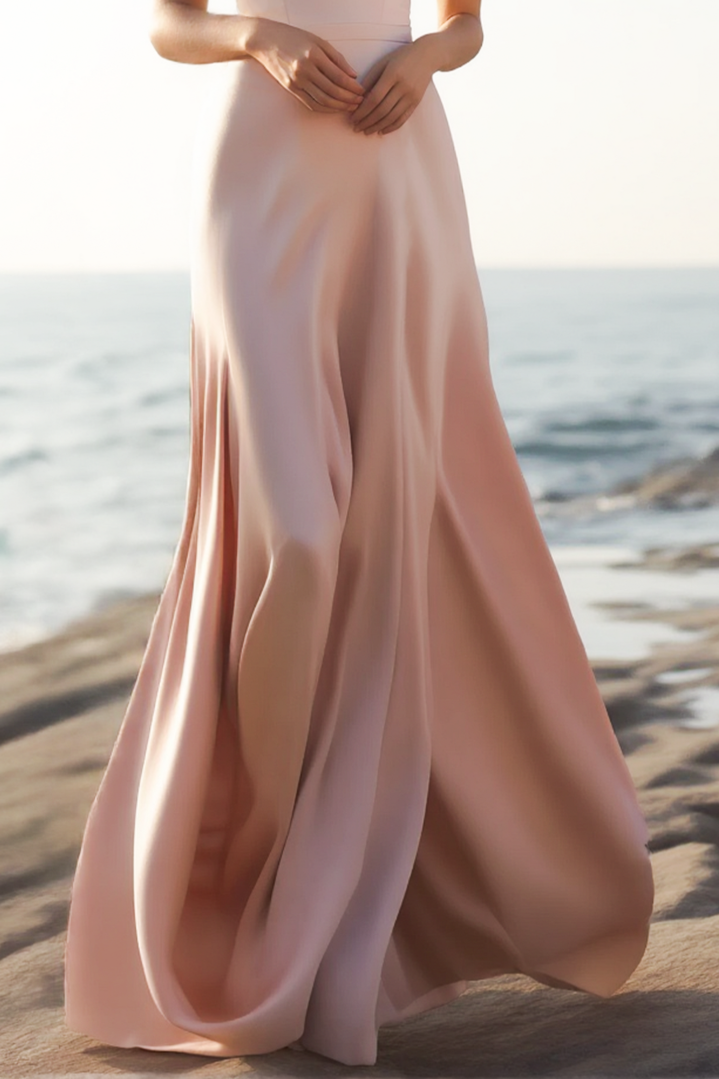 Evening Formal Dress Pink Off Shoulder Maxi Satin Dress
