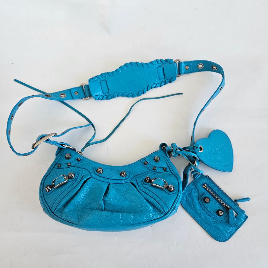 Balenciaga Le Cagole XS Blue Leather Shoulder Bag