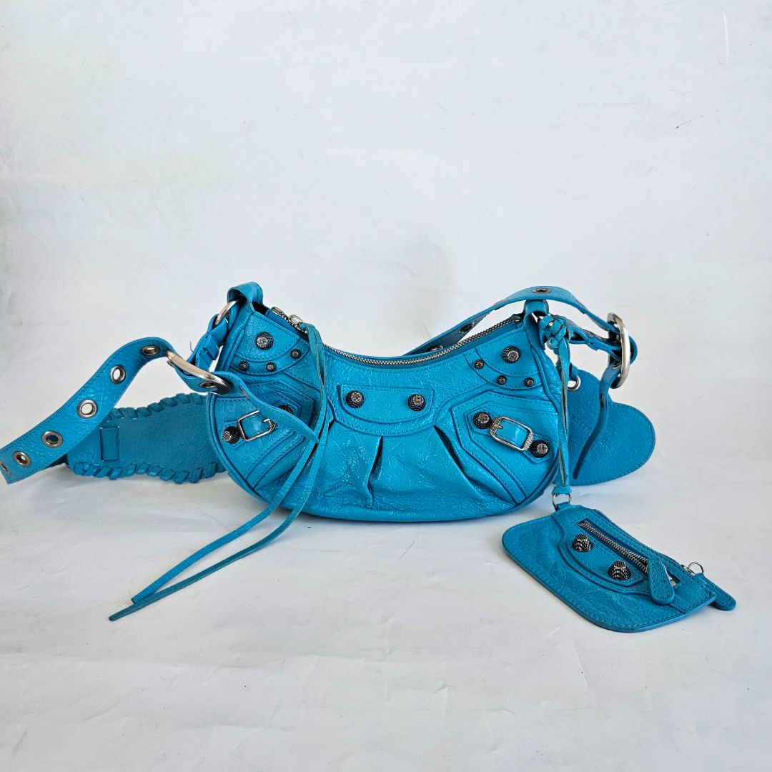 Balenciaga Le Cagole XS Blue Leather Shoulder Bag