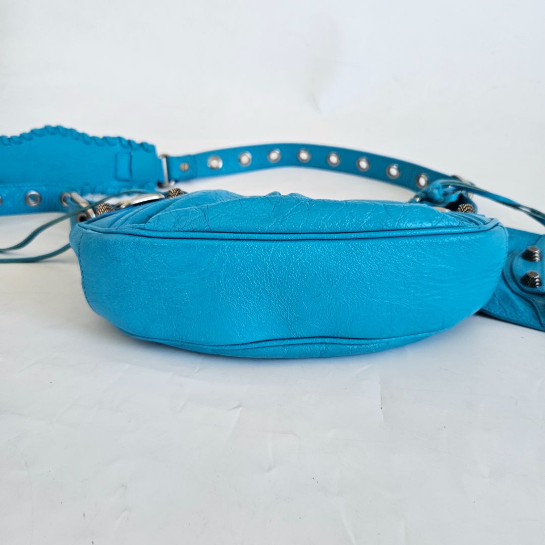 Balenciaga Le Cagole XS Blue Leather Shoulder Bag