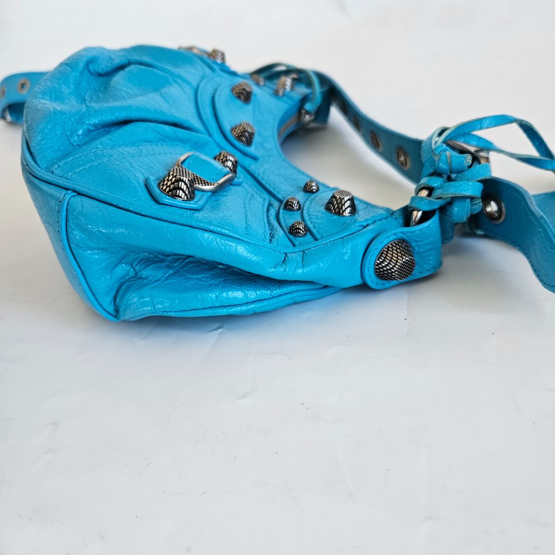 Balenciaga Le Cagole XS Blue Leather Shoulder Bag