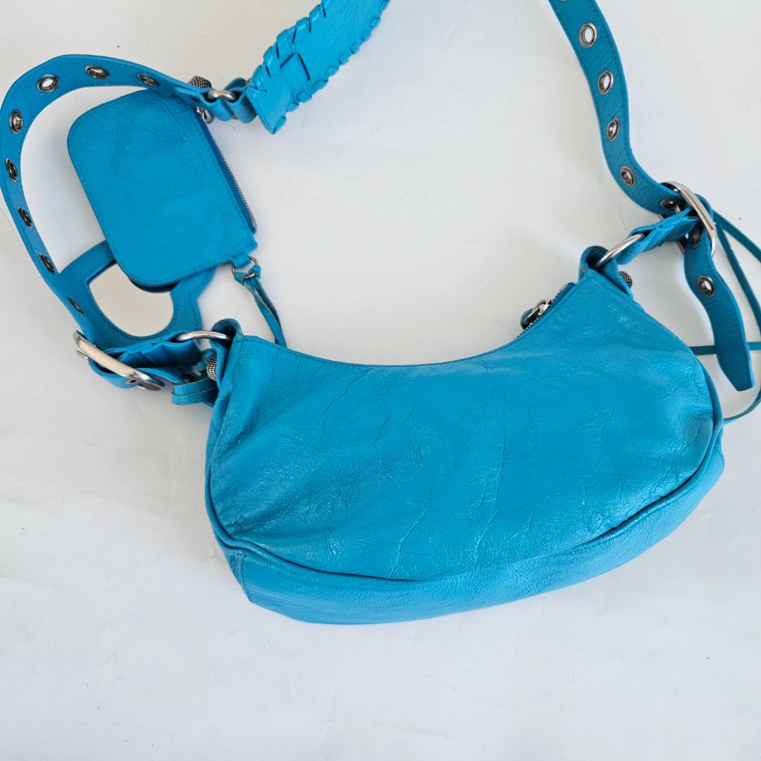 Balenciaga Le Cagole XS Blue Leather Shoulder Bag