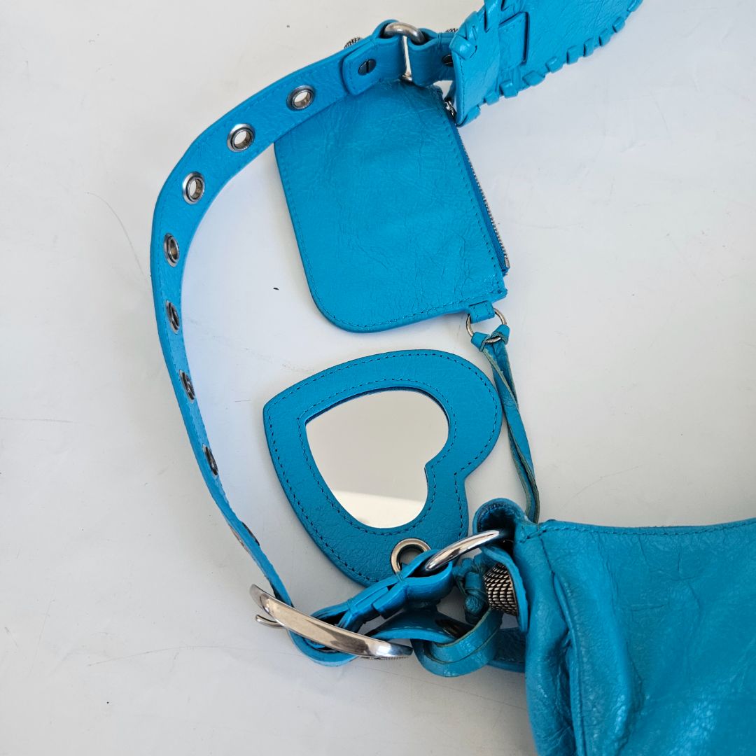 Balenciaga Le Cagole XS Blue Leather Shoulder Bag