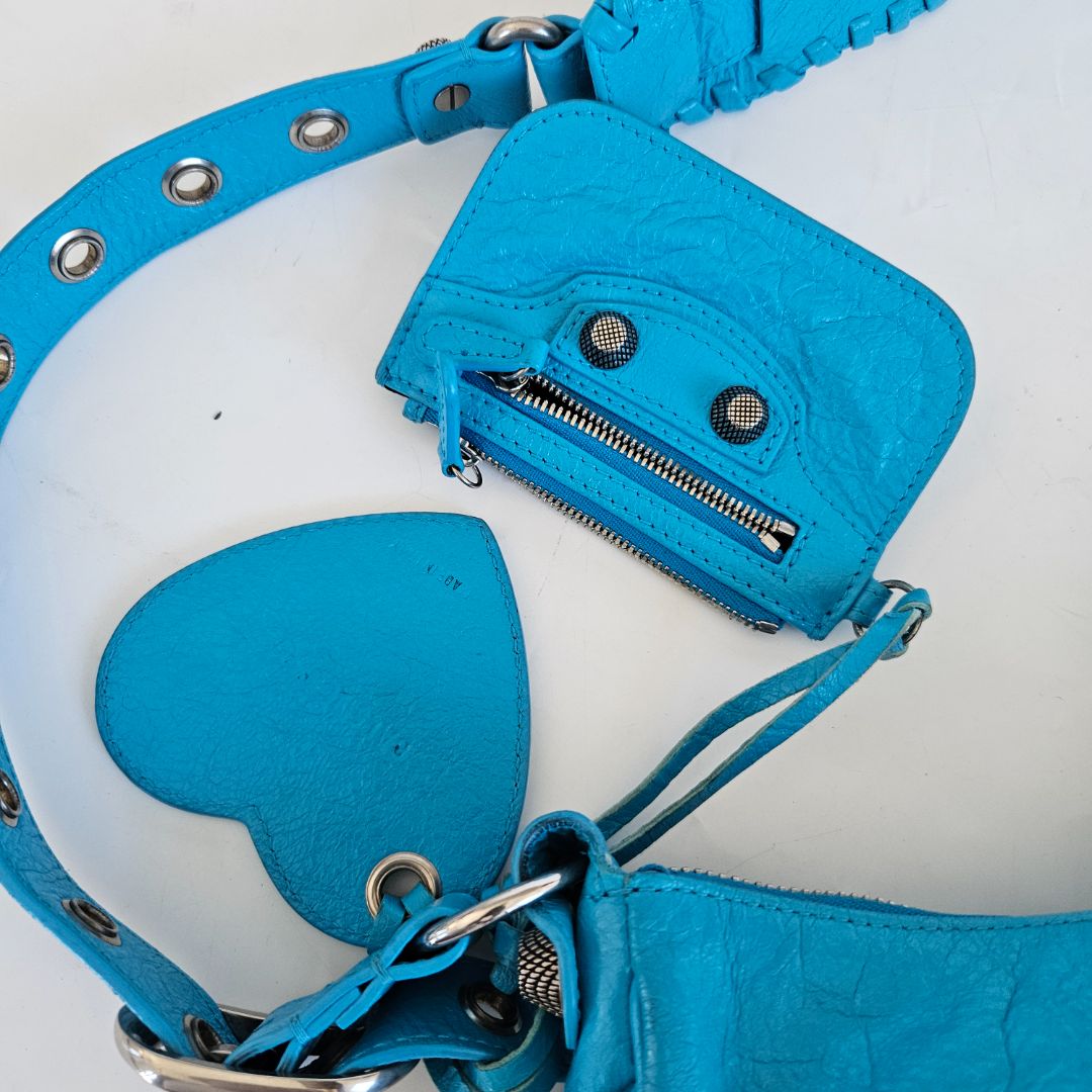 Balenciaga Le Cagole XS Blue Leather Shoulder Bag