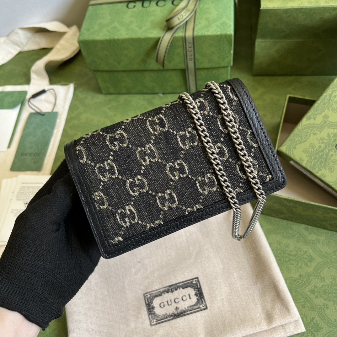 Dionysus gg Super Mini Bag Black And Ivory gg Denim Jacquard For Women 6.5in/17cm 476432