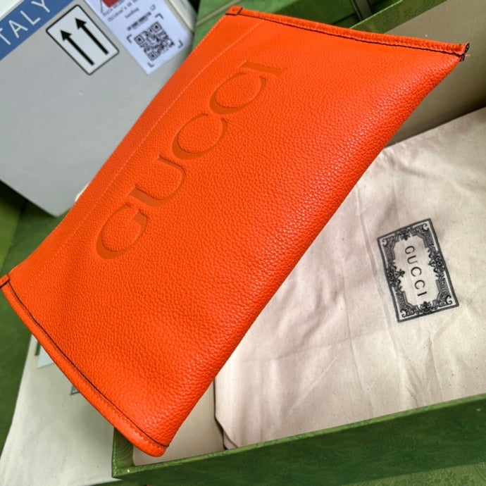 gg Clutch With gg Logo Orange For Men 12in/31cm gg