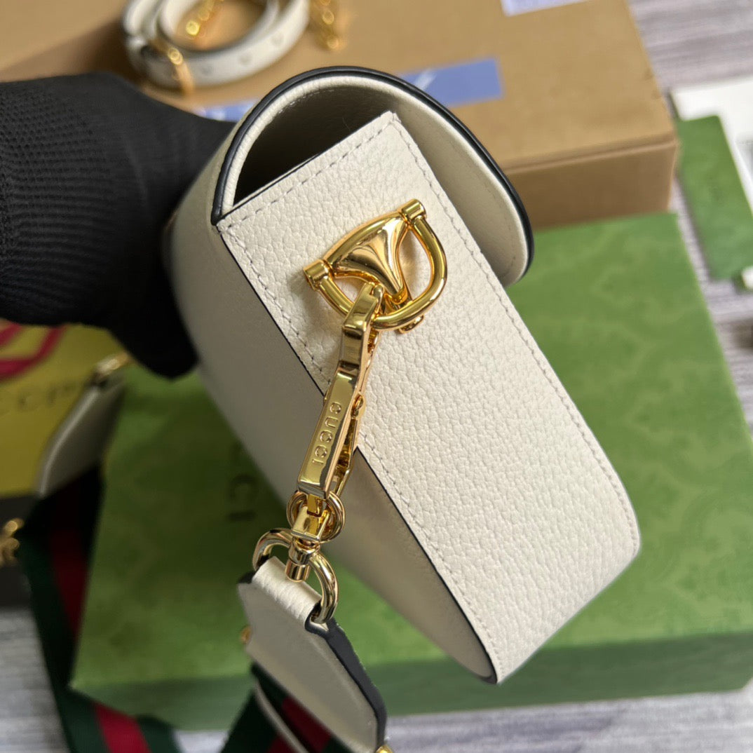 gg x Adidas Horsebit 1955 Mini Bag White For Women, Women’s Bags 8.1in/21cm gg 658574 U3ZDG 8727