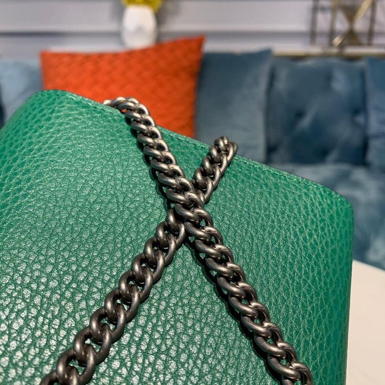 gg Dionysus Mini Chain Bag Emerald Green Metal-Free Tanned For Women 8in/20cm gg 401231 CAOGX 3120