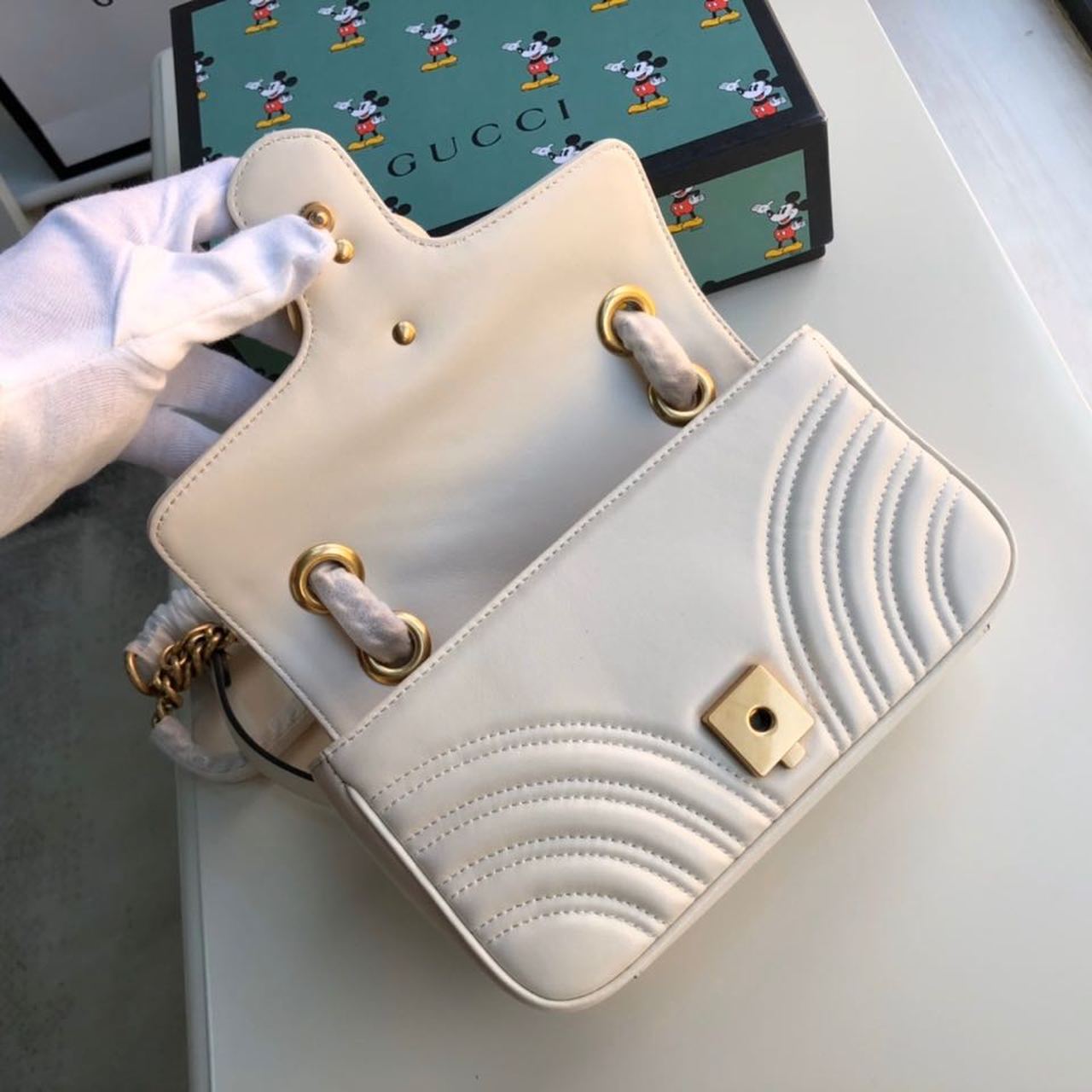 gg Marmont Matelassé Mini Bag White For Women 8.5in/22cm gg 446744 DTDIT 9022