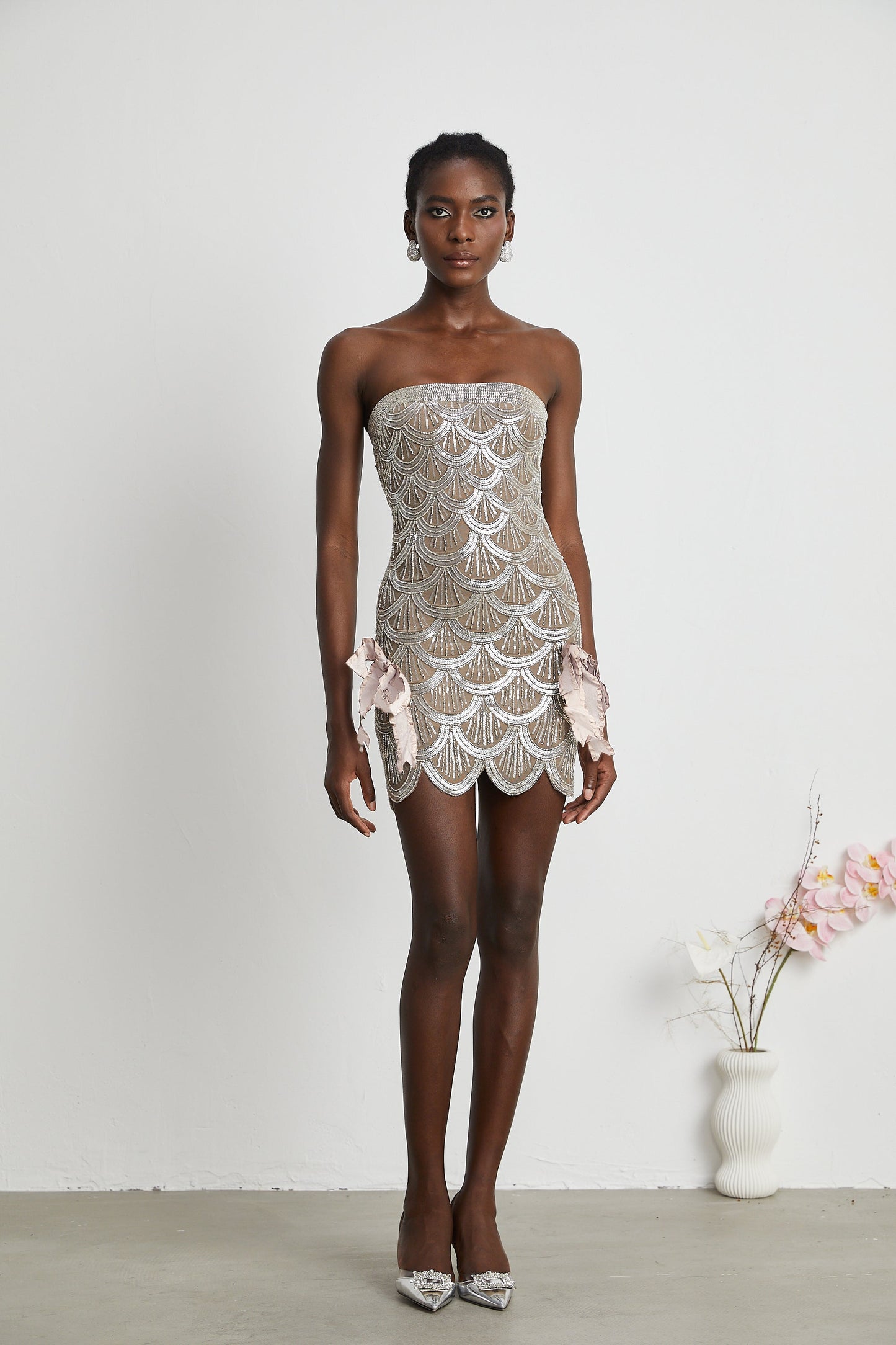 Astrid brown embellished mini dress