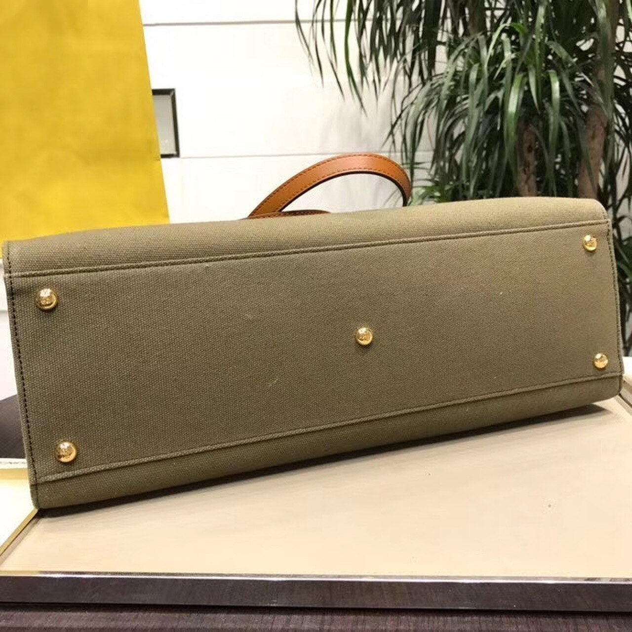 FI Peekaboo X-Tote Canvas Bag Khaki For Women, Handbags, Shoulder Bags 16.1in/41cm FF 8BH374