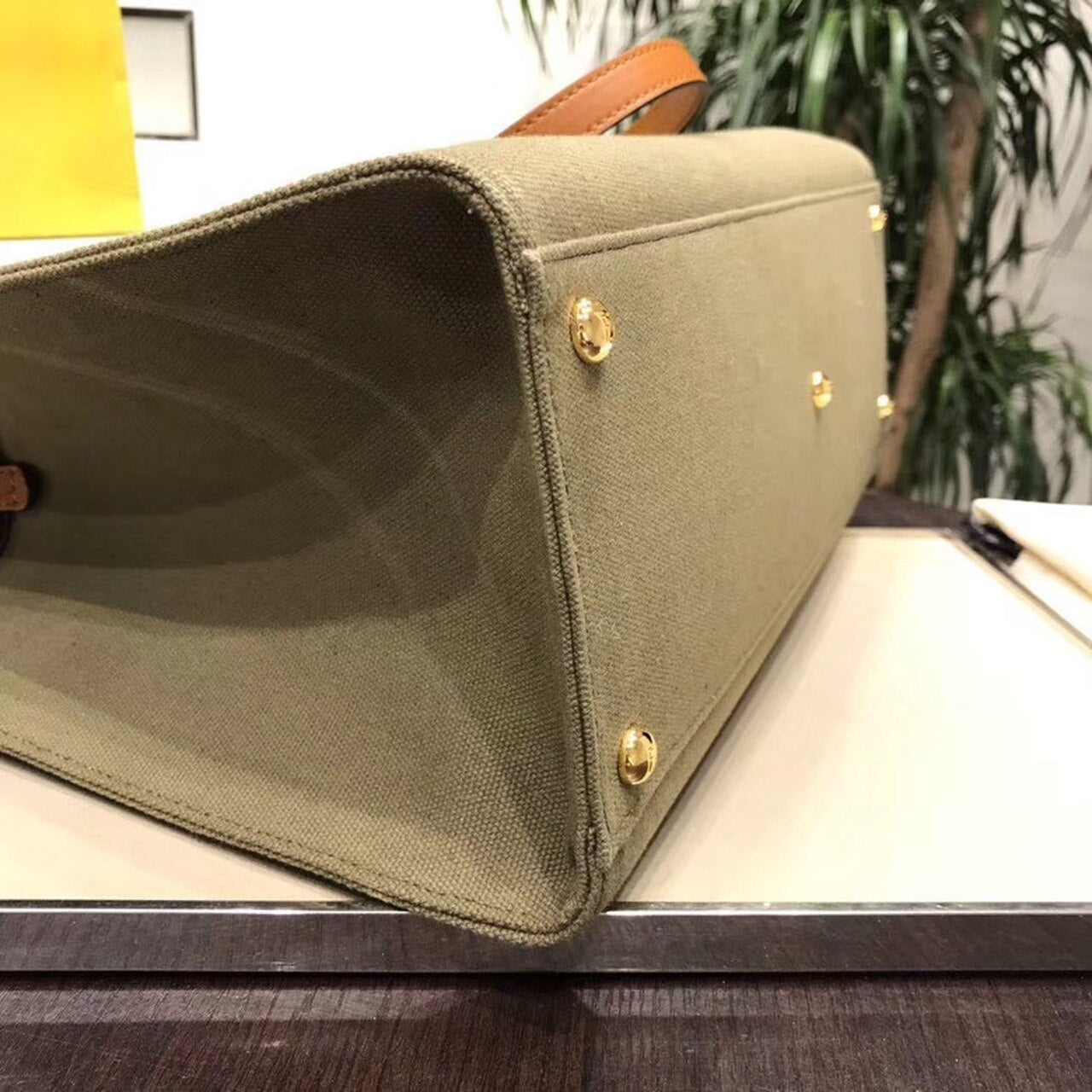 FI Peekaboo X-Tote Canvas Bag Khaki For Women, Handbags, Shoulder Bags 16.1in/41cm FF 8BH374