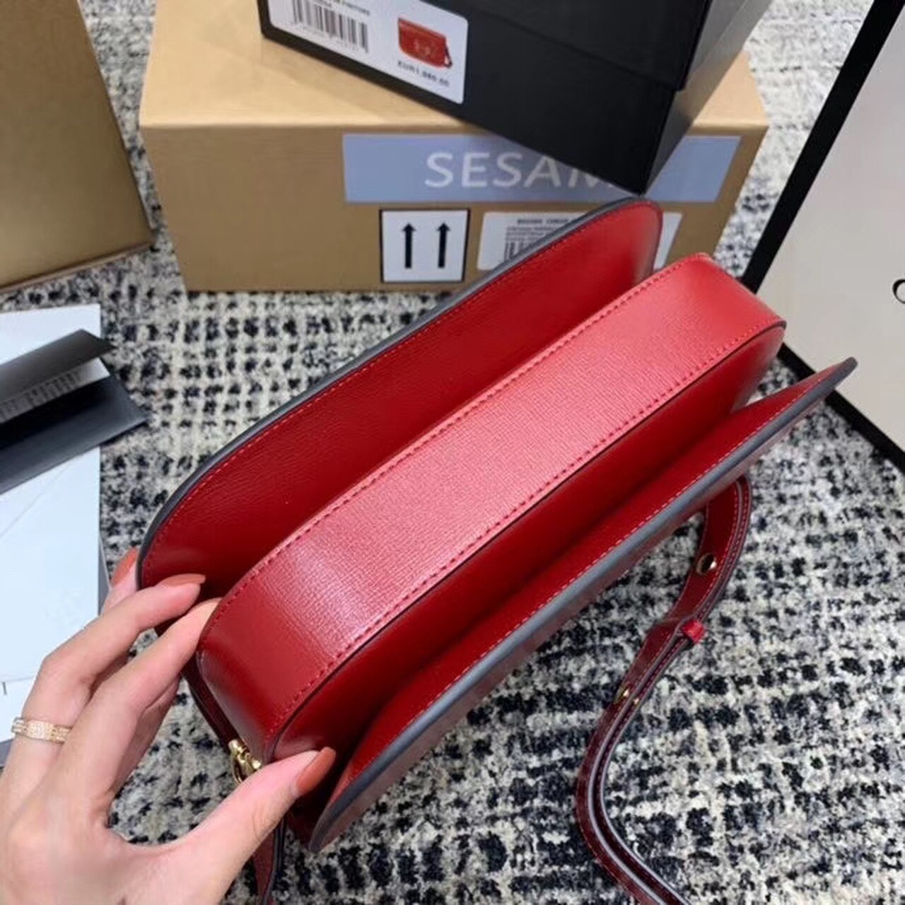 gg Horsebit 1955 Shoulder Bag Red Textured With A Vintage Effect For Women 9.8in/25cm gg 602204 1DB0G 6638