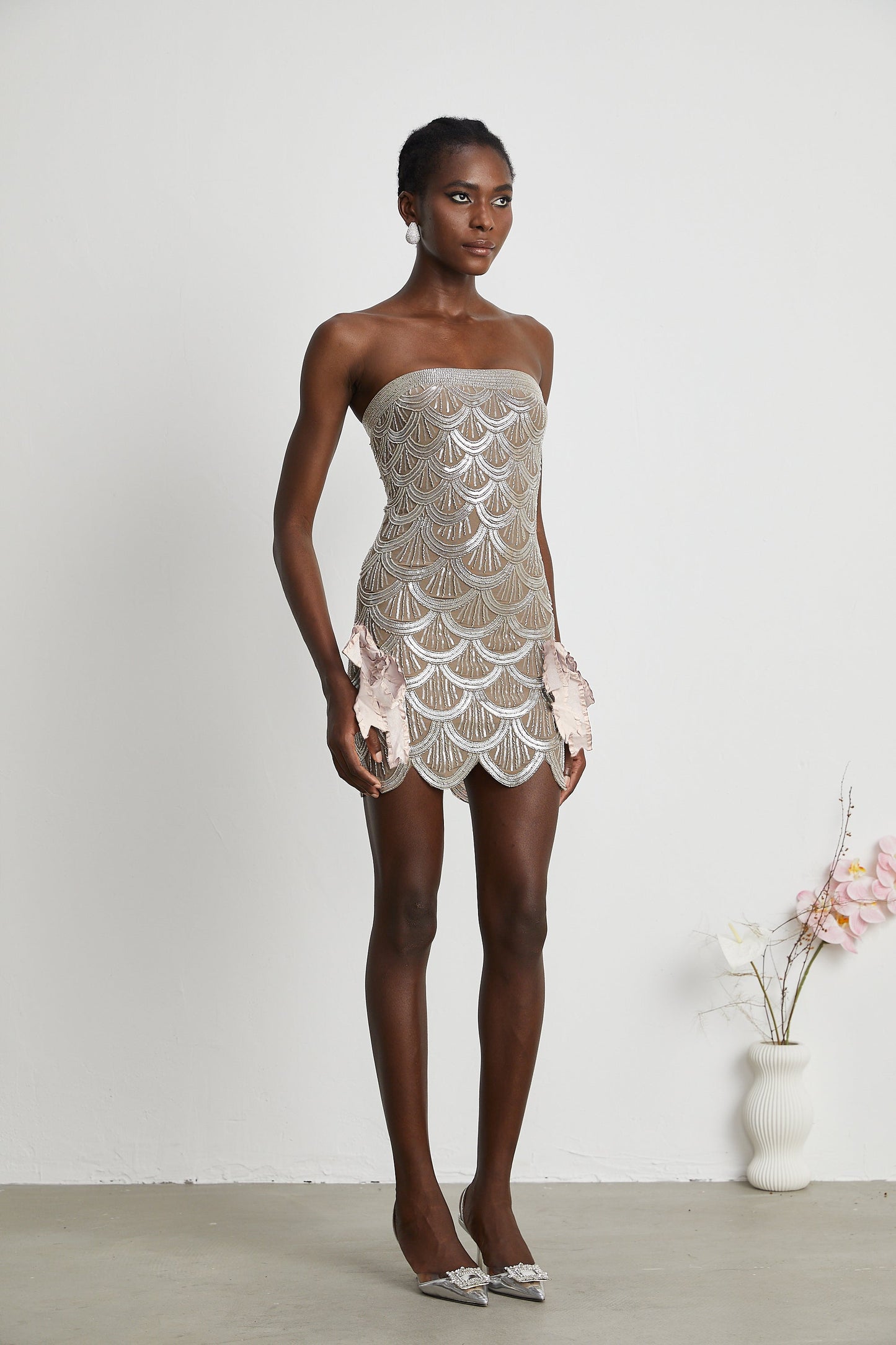 Astrid brown embellished mini dress