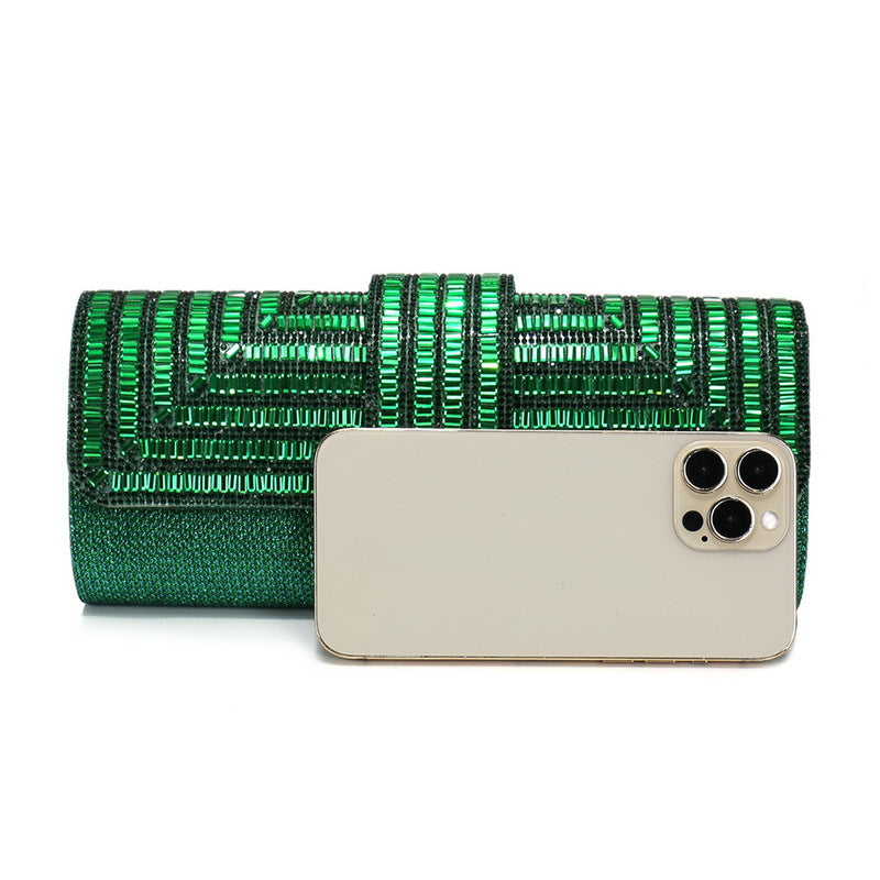 Diamond-Studded Dinner Clutch Shiny Bag Chain Handbag