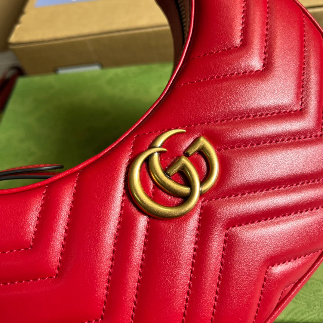 gg Marmont Half Moon Shaped Mini Bag Red For Women, Women’s Bags 8.5in/22cm gg