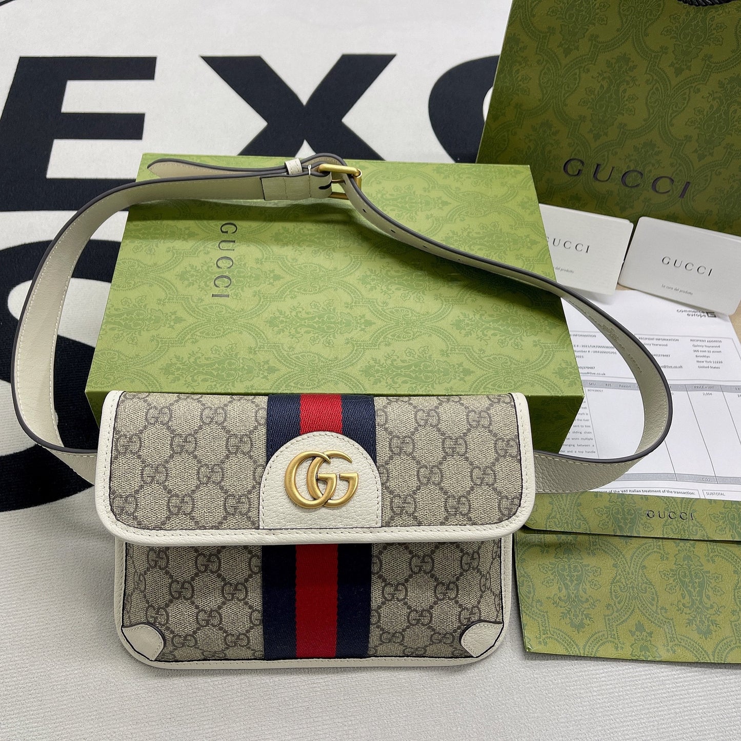 gg Ophidia Belt Bag Beige And Ebony gg Supreme Canvas, A Material With Low Environmental Impact For Men 8.7in/22cm gg 674081 96IWT 9794