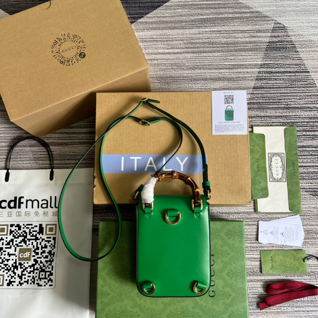 gg Bamboo Mini Handbag Green For Women, Women’s Bags 6.2in/16cm gg