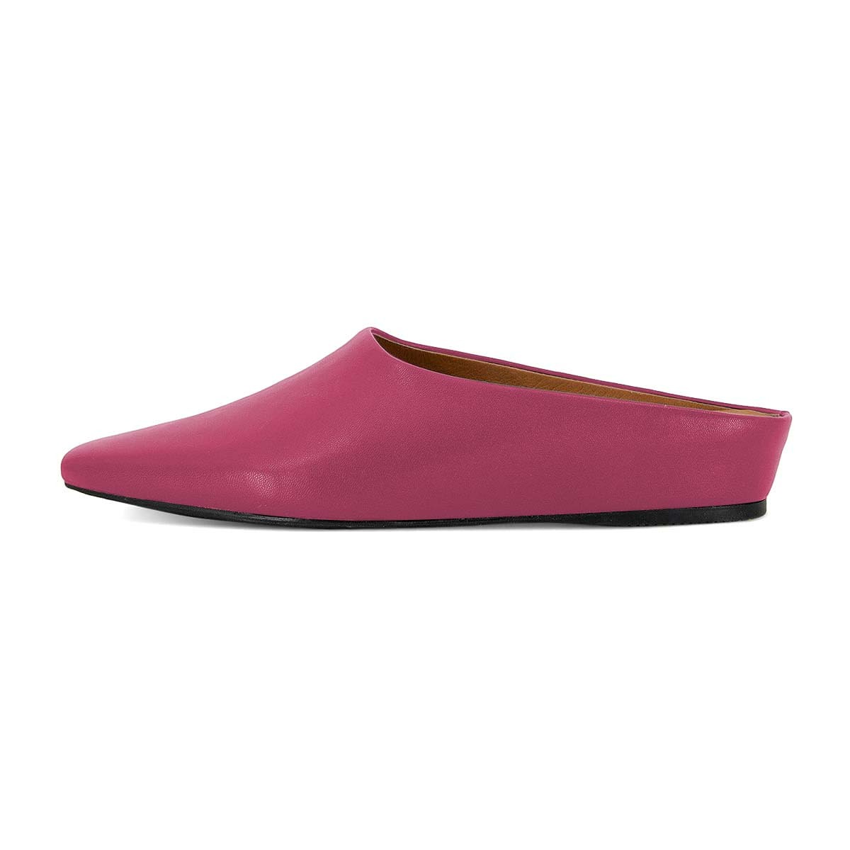 Fuchsia Square Toe Wedge Heel Vegan Leather Simple Mules Shoes