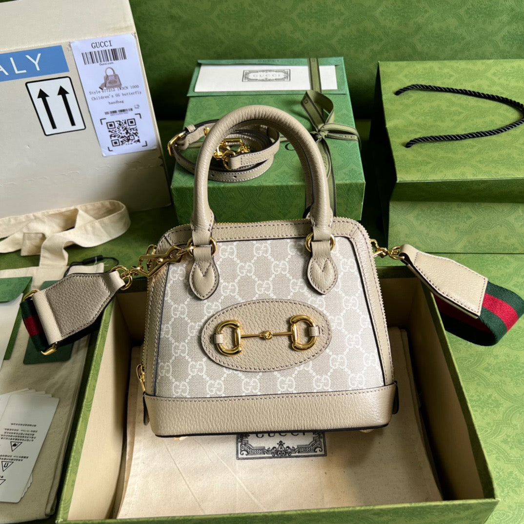 gg Horsebit 1955 gg Mini Bag Beige For Women, Women’s Bags 7.9in/20cm gg 677212 UULAG 9682