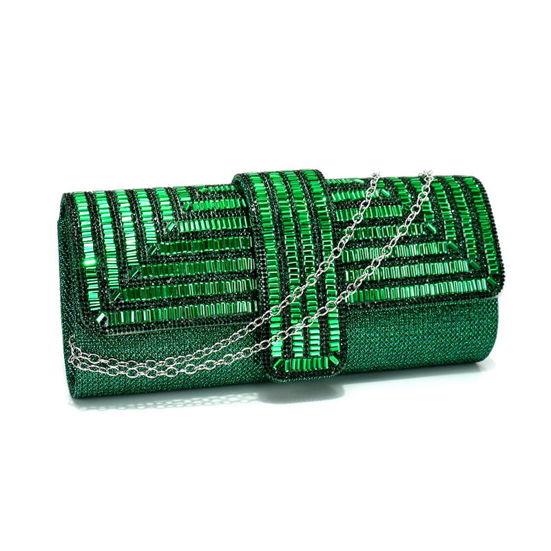Diamond-Studded Dinner Clutch Shiny Bag Chain Handbag
