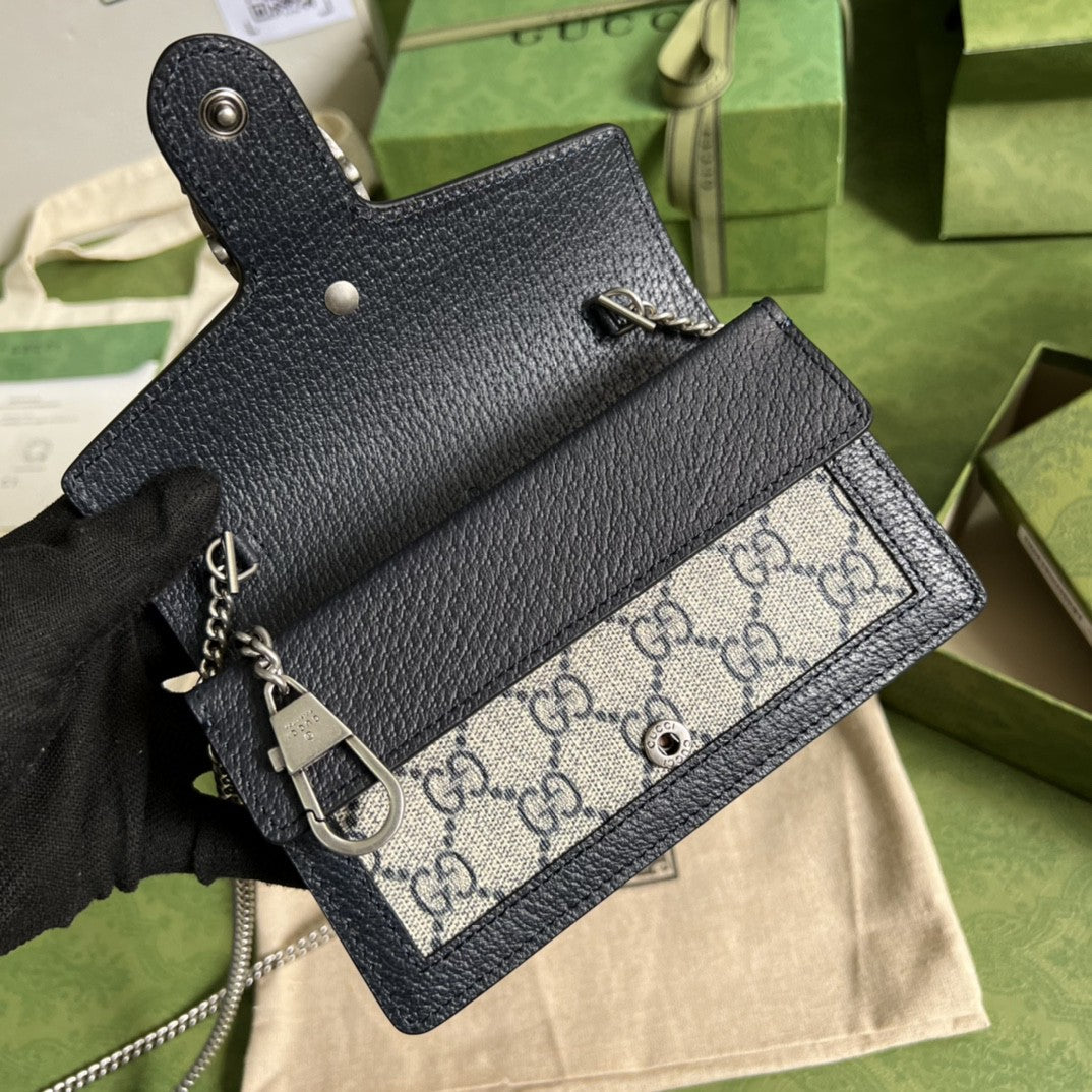 Dionysus gg Super Mini Bag Beige And Blue gg Supreme Canvas For Women 6.5in/17cm 476432