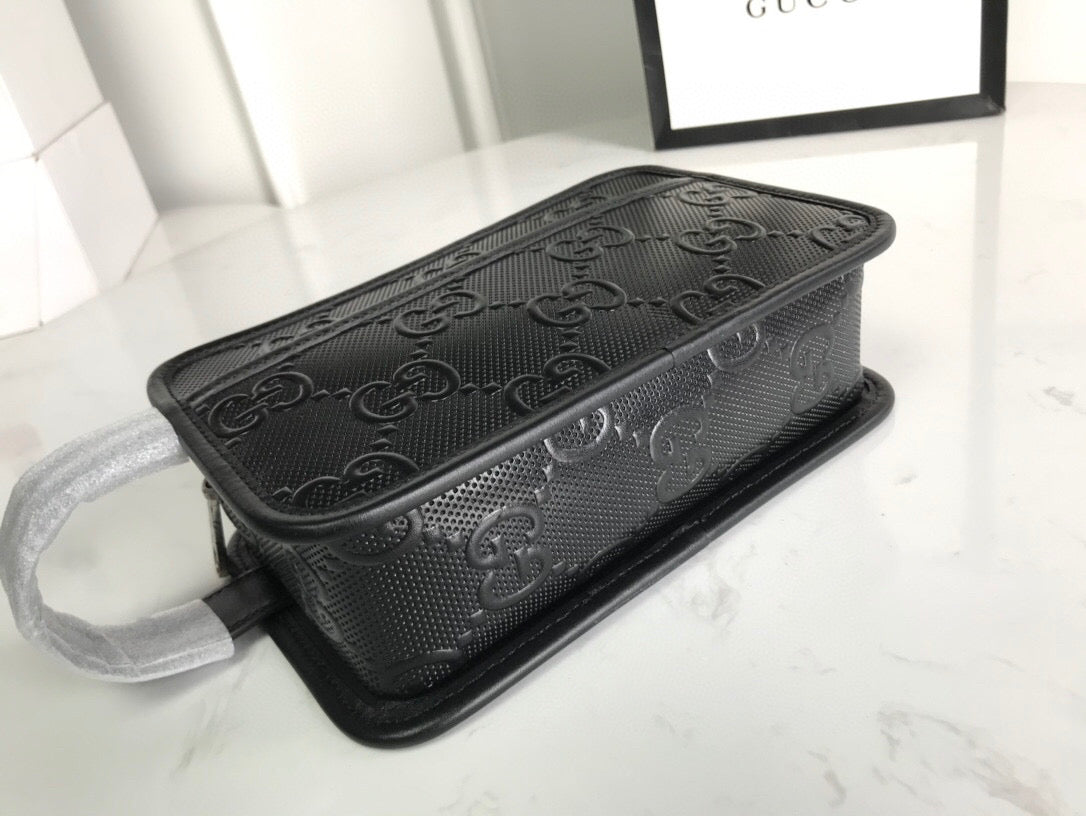 gg Embossed Cosmetic Case Black gg Embossed For Men 9in/23cm gg495
