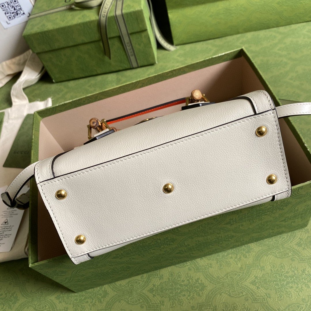 gg Diana Mini Tote Bag White For Women 8in/20cm gg 702732 U3ZDT 9196