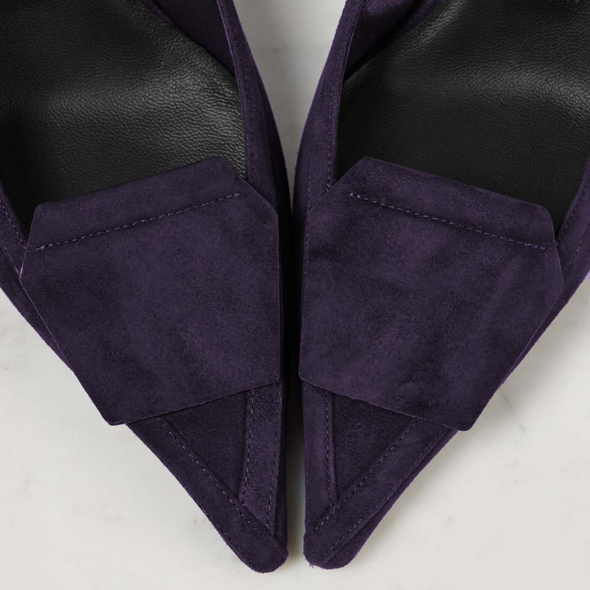 Dark Purple Vegan Suede Slip-On Slingback Heels with Pointed Toe
