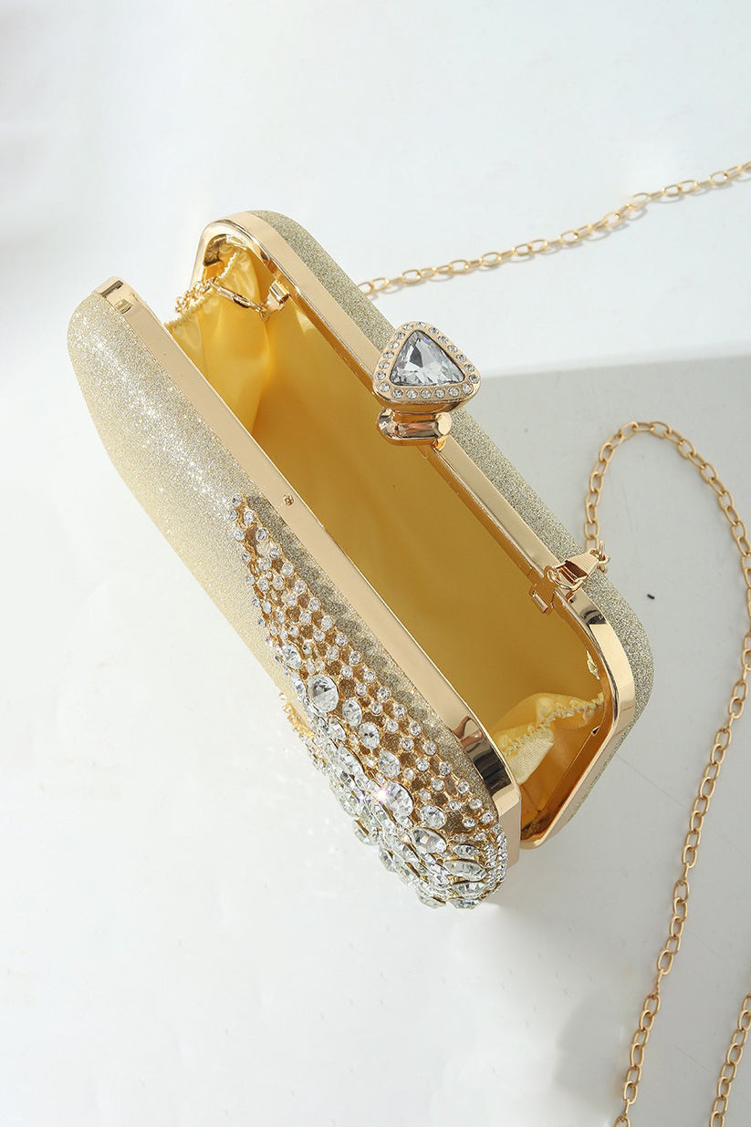 Diamond-Studded Dinner Clutch Bag Shiny Chain Crossbody Handbag