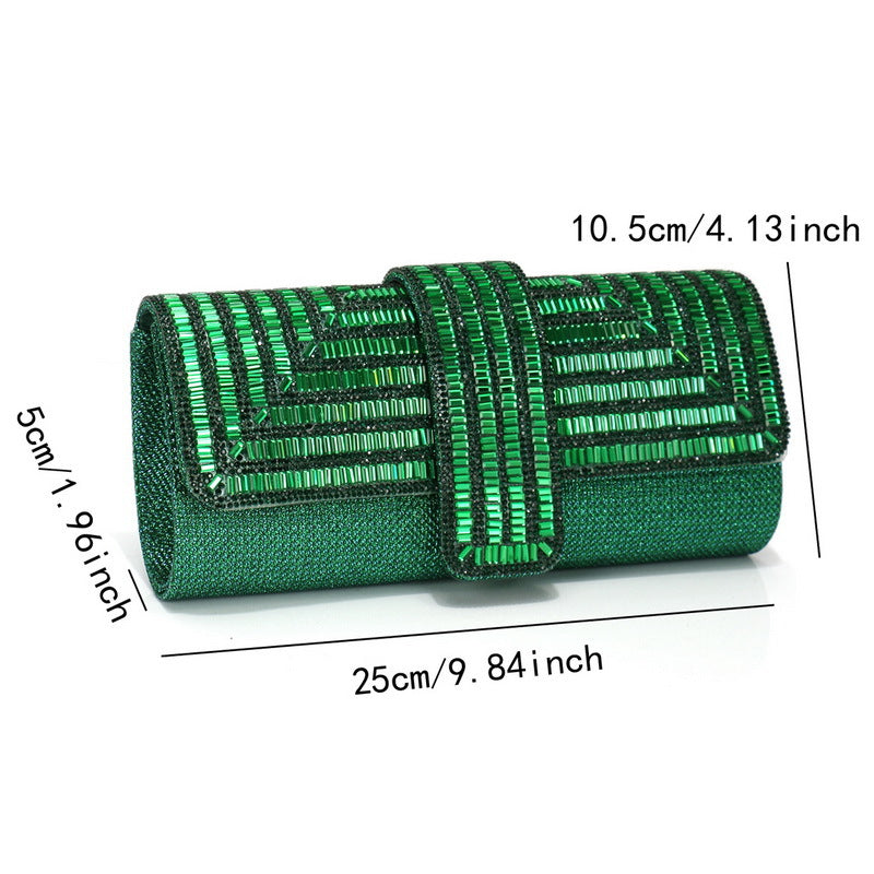 Diamond-Studded Dinner Clutch Shiny Bag Chain Handbag