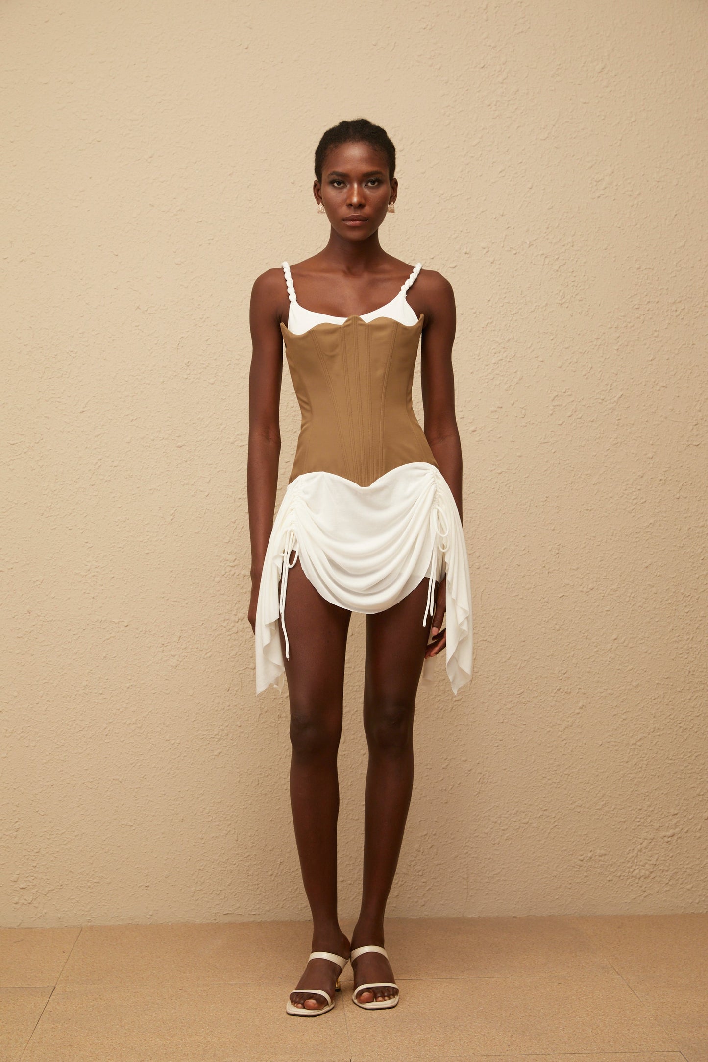 Yasmine Brown Bustier Panel Mini Dress