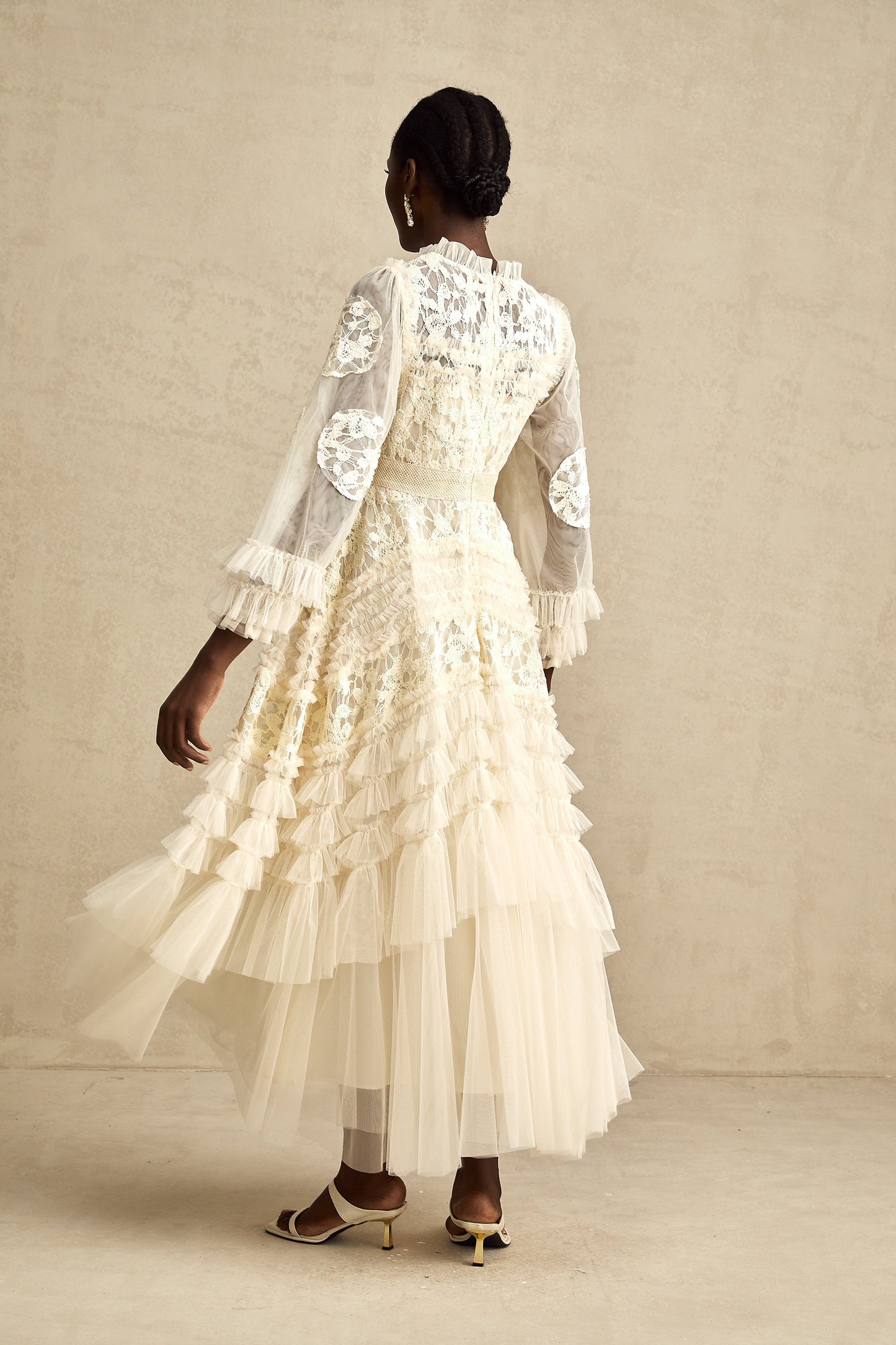 Capucine floral-embroidered layered tulle maxi dress