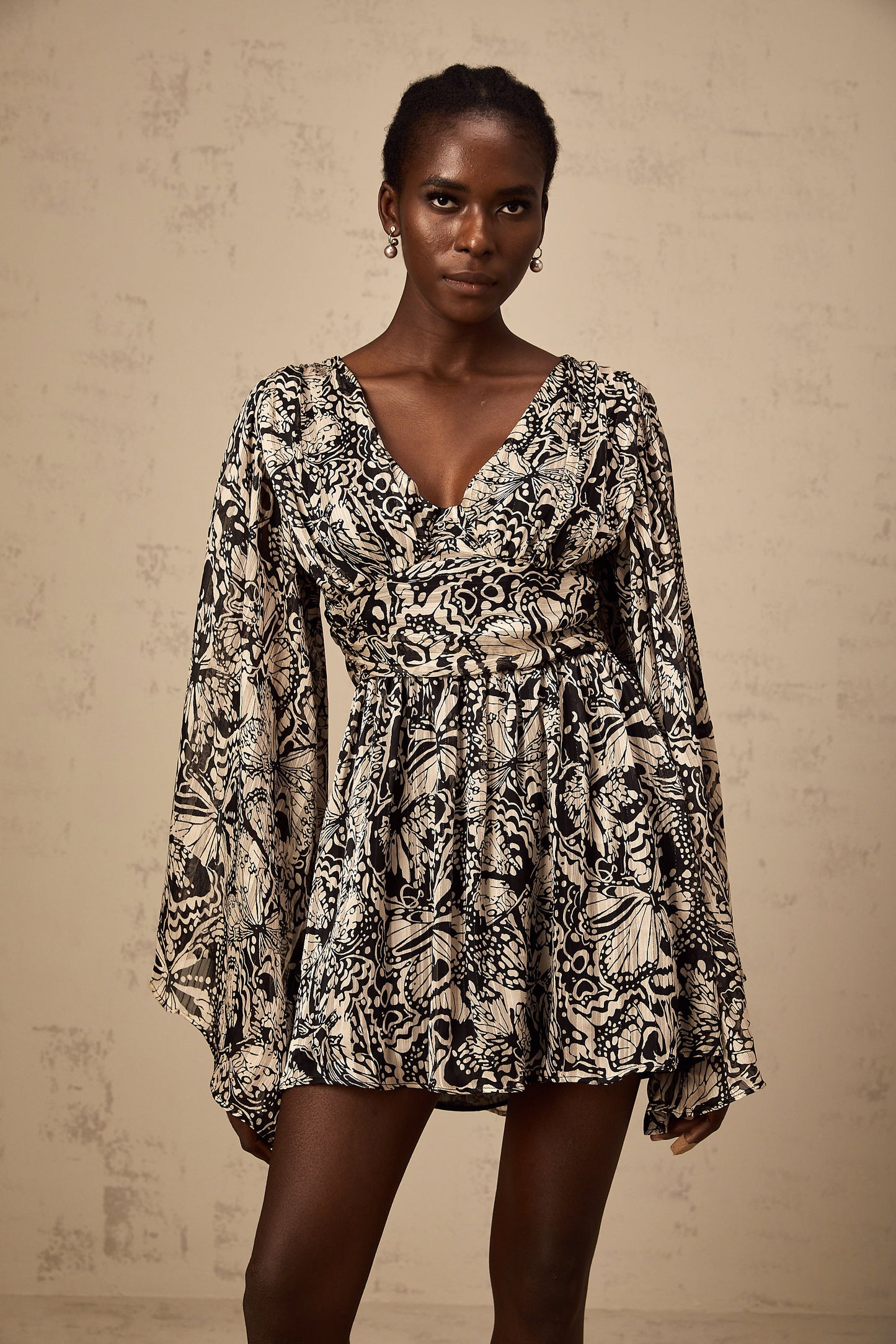 Perrine pattern-print V-neck mini dress