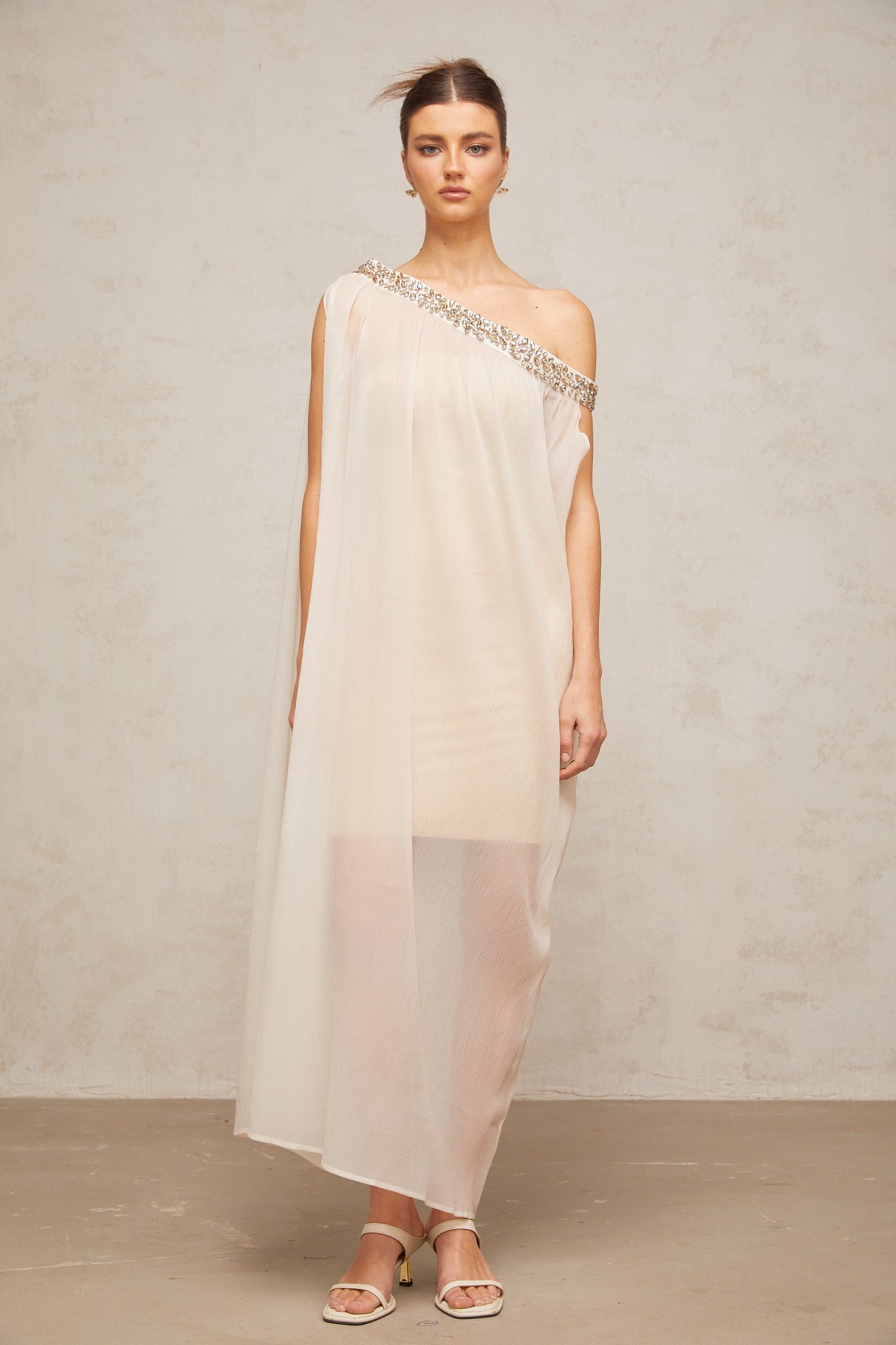 Austen crystal-embellished semi-sheer midi dress