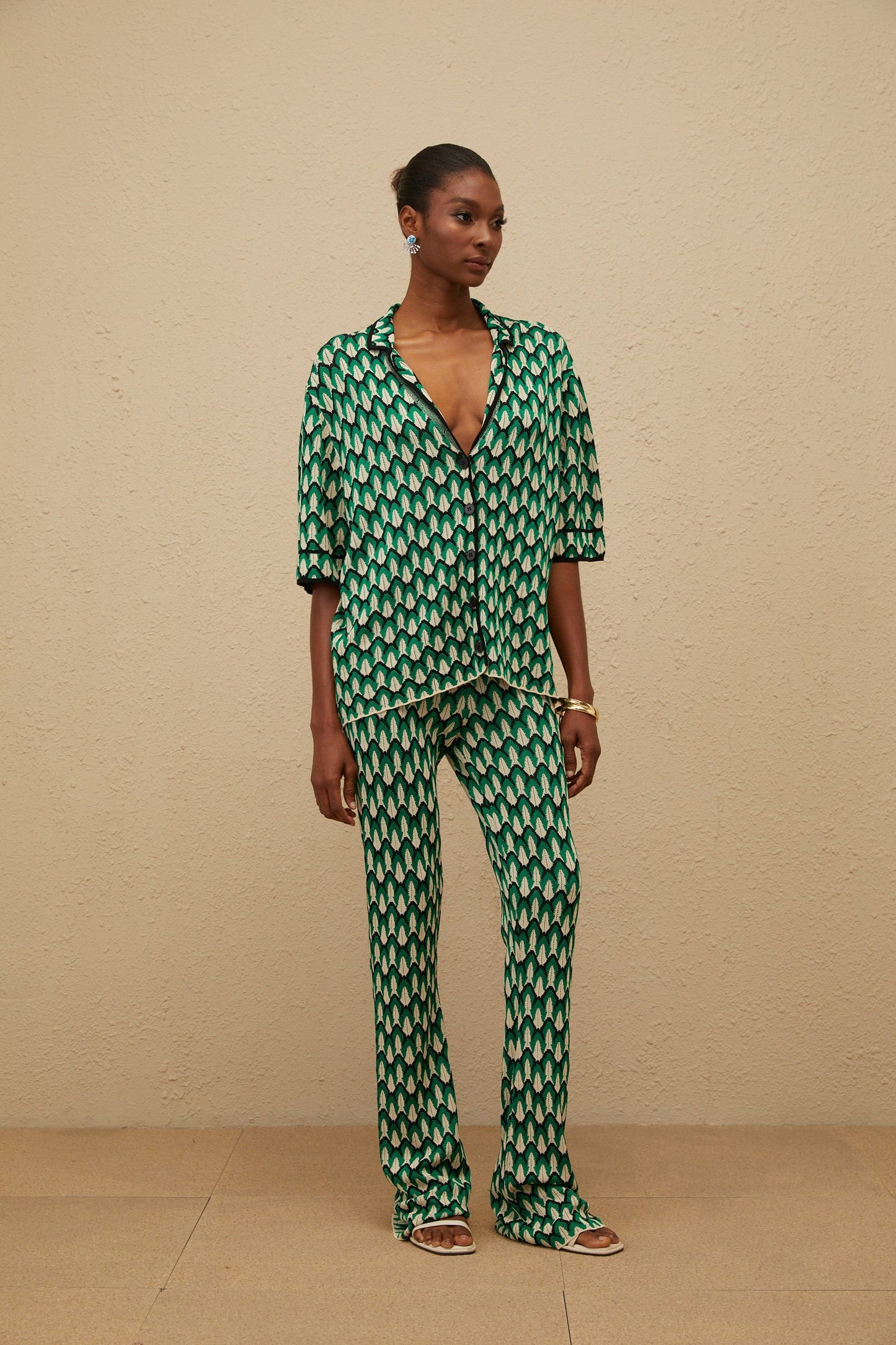 Verdoyante Green Jacquard Knit Co-ord Set