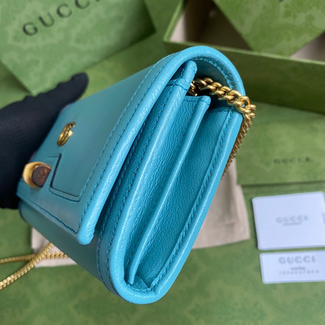 gg Diana Chain Wallet With Bamboo Blue For Women, Women’s Bags 7.4in/19cm gg