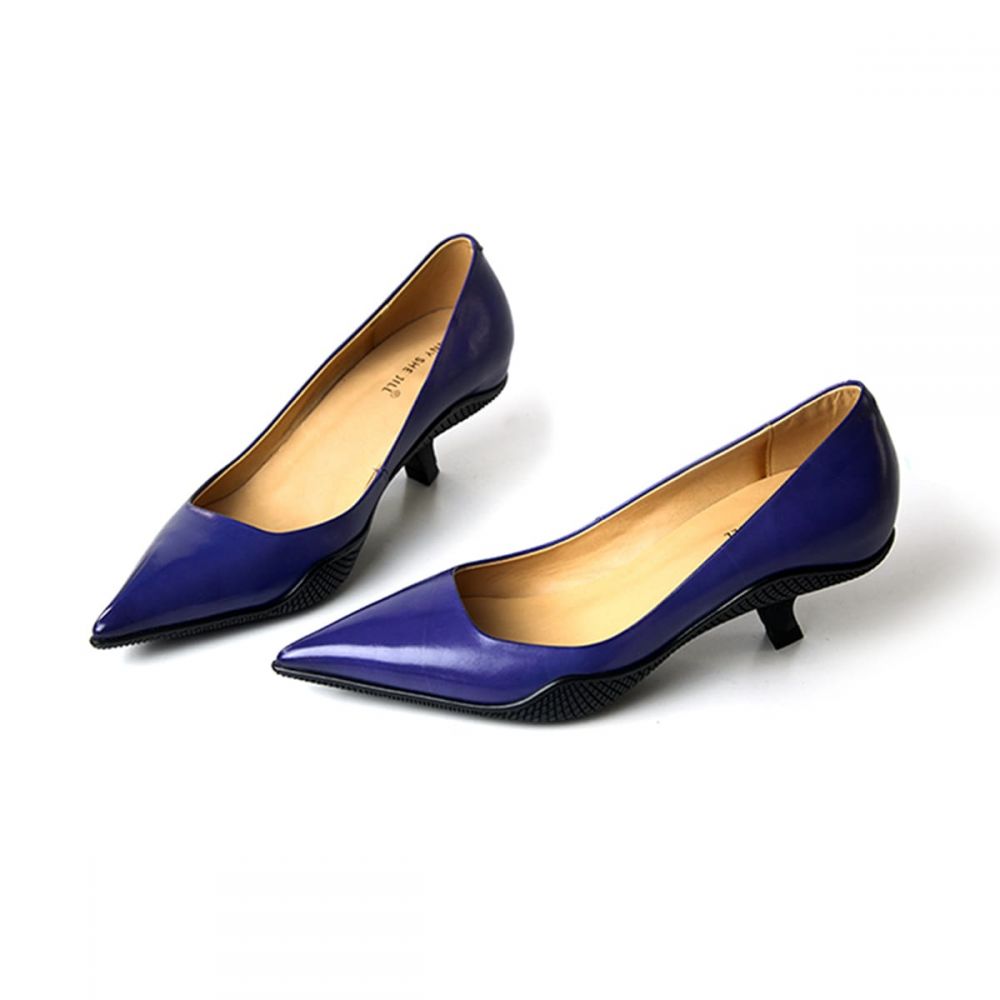 Genuine Leather Pointed Toe Comma Heel Pumps for Women