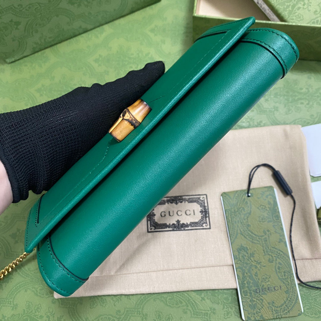 gg Diana Chain Wallet With Bamboo Green For Women, Women’s Bags 7.4in/19cm gg