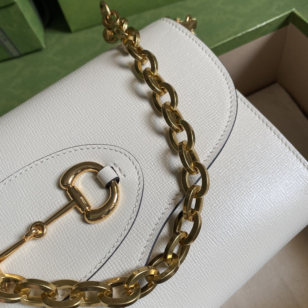 gg Horsebit 1955 Small Bag White For Women 10.2in/26cm gg 677286 18YSX 9068