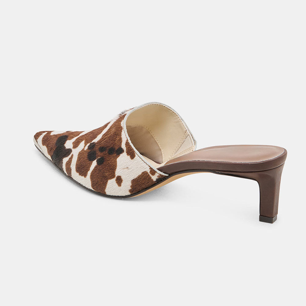 Beige & Brown Leopard Pointed Toe Stiletto Heel Womens Mules Shoes