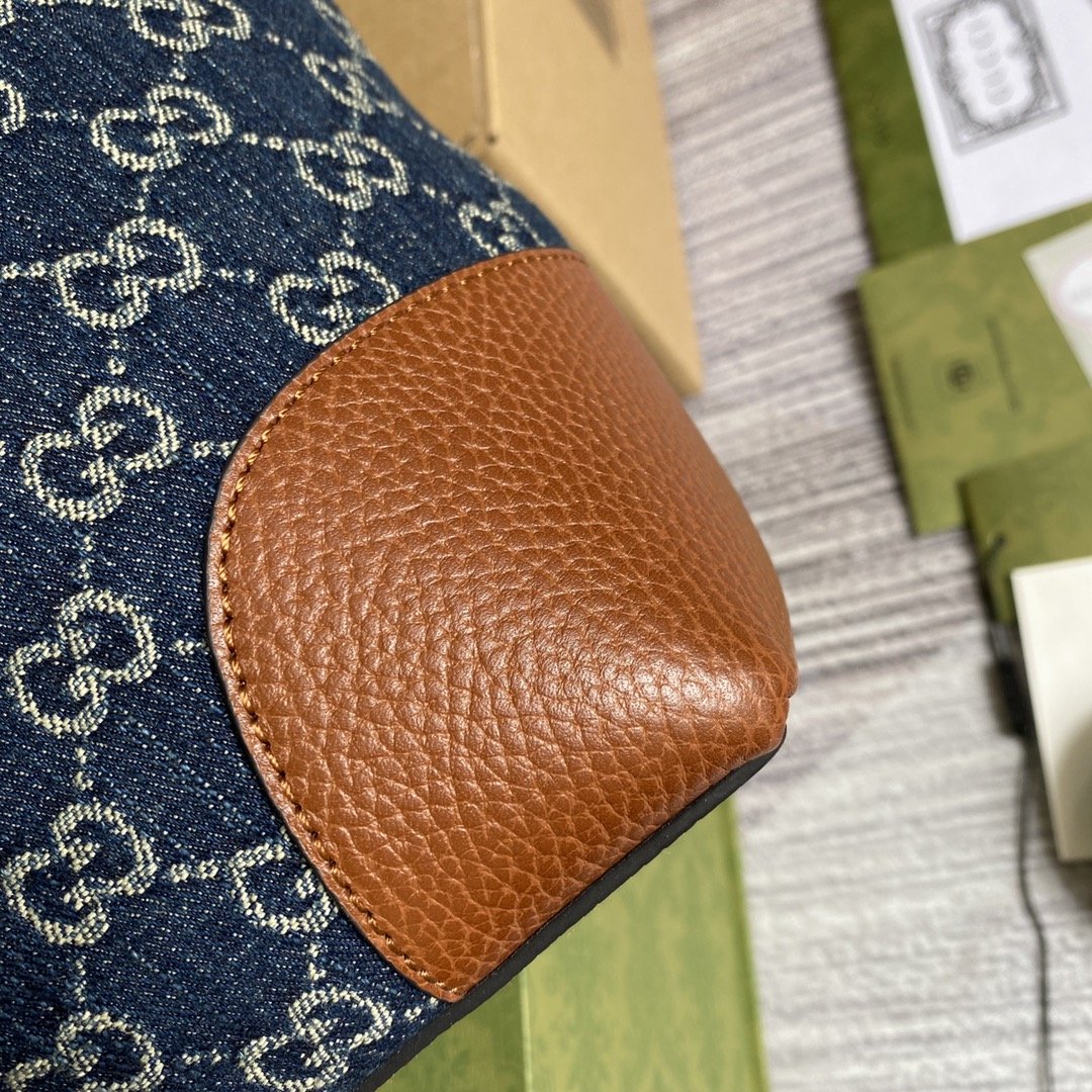 gg Ophidia gg Medium Tote Dark Blue And Ivory Eco Washed Organic gg Jacquard Denim For Women 15in/38cm gg 631685 2KQgg 8375