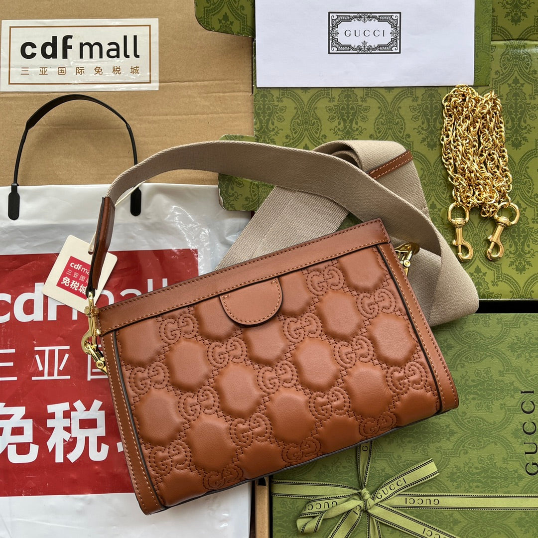 gg Matelassé Small Bag Brown For Women, Women’s Bags 10.2in/26cm gg 702200 UM8HG 2595