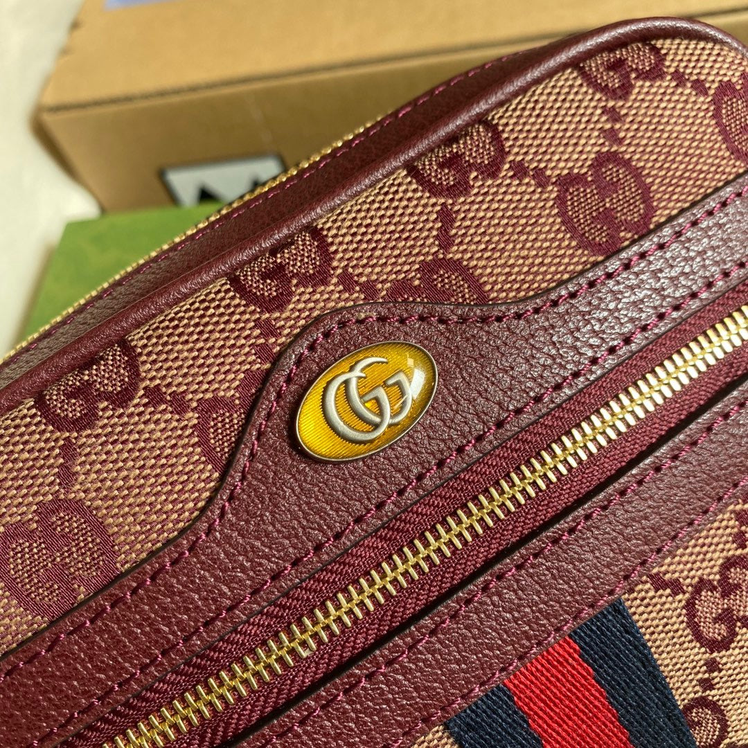 gg Ophidia Mini gg Bag Beige And Burgundy gg Supreme Canvas For Women 7in/17.5cm gg 517350-9Y9MS-9864